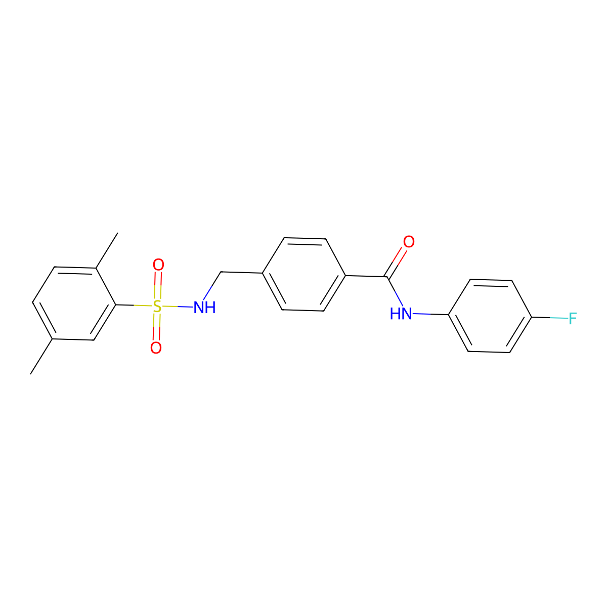 4-[[(2,5-dimethylphenyl)sulfonylamino]methyl]-N-(4-fluorophenyl)benzamide molecular structure, CAS 690643-96-0