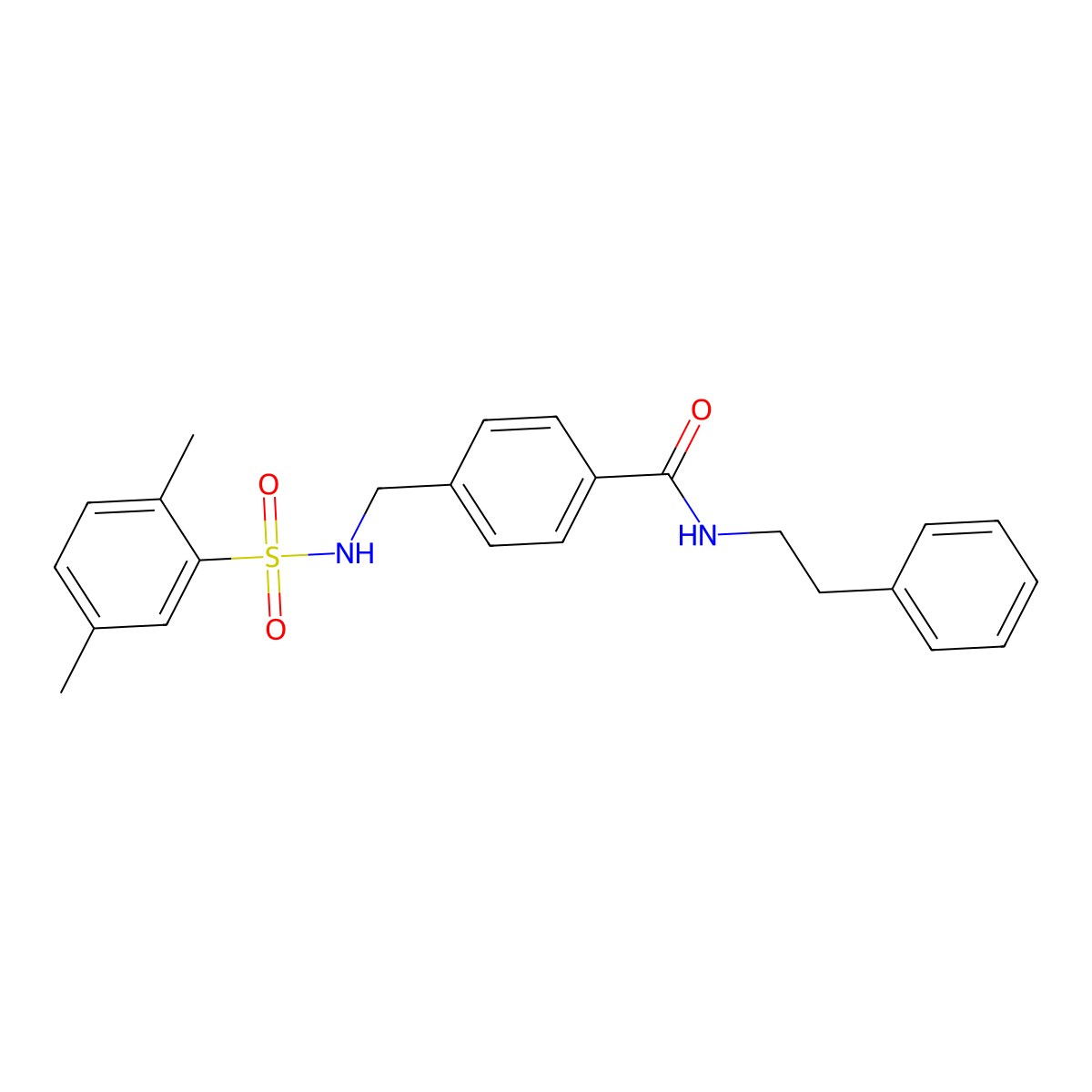 4-[(2,5-dimethylbenzenesulfonamido)methyl]-N-(2-phenylethyl)benzamide molecular structure, CAS 690643-97-1