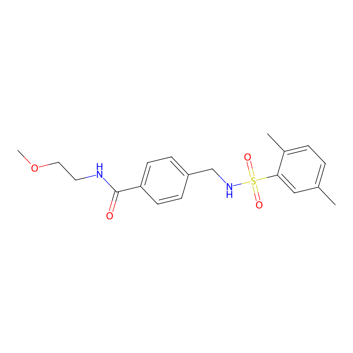 4-[[(2,5-dimethylphenyl)sulfonylamino]methyl]-N-(2-methoxyethyl)benzamide molecular structure, CAS 690644-04-3