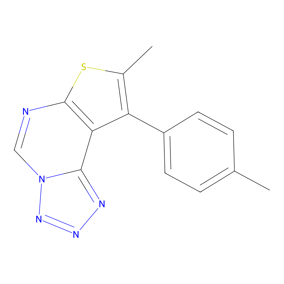 8-Methyl-9-(p-tolyl)tetrazolo[1,5-c]thieno[3,2-e]pyrimidine molecular structure, CAS 690644-10-1
