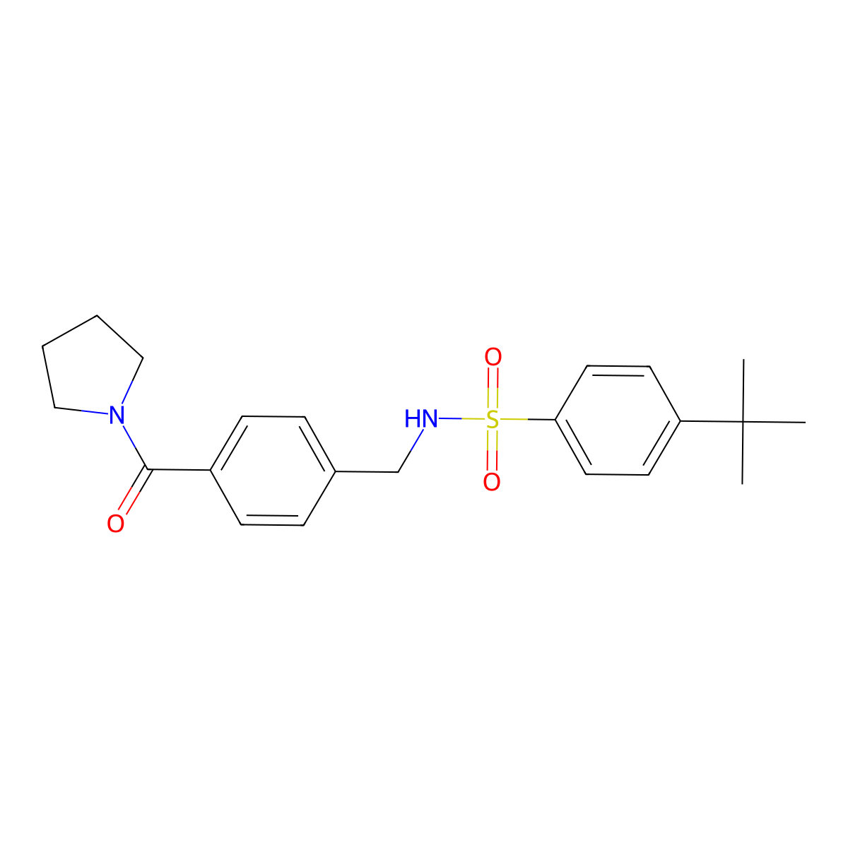 4-tert-butyl-N-[4-(1-pyrrolidinylcarbonyl)benzyl]benzenesulfonamide molecular structure, CAS 690644-11-2