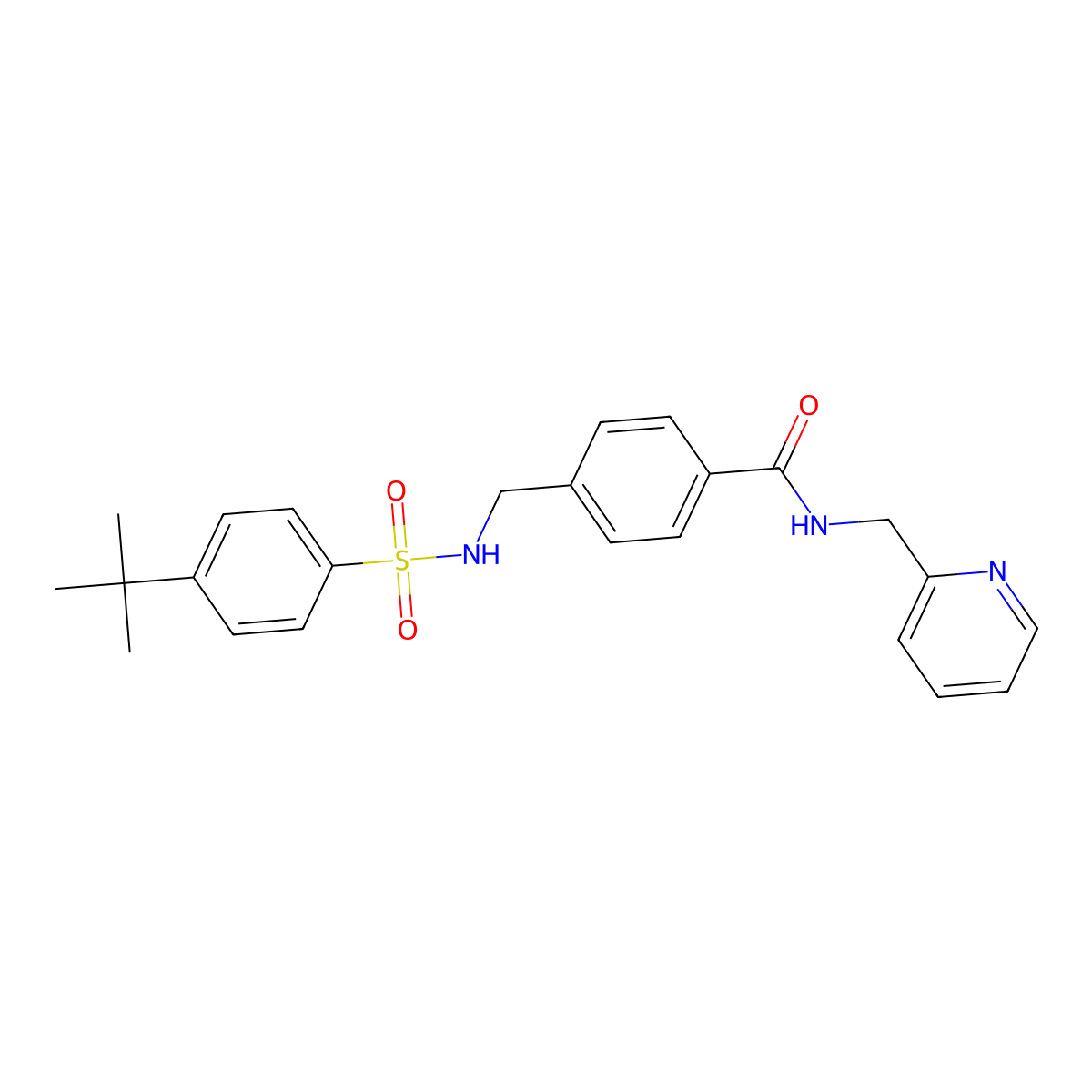 4-({[(4-tert-butylphenyl)sulfonyl]amino}methyl)-N-(2-pyridinylmethyl)benzamide molecular structure, CAS 690644-16-7