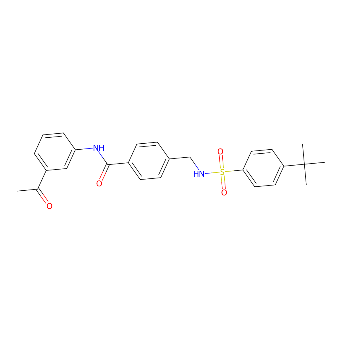 N-(3-acetylphenyl)-4-[[(4-tert-butylphenyl)sulfonylamino]methyl]benzamide molecular structure, CAS 690644-18-9