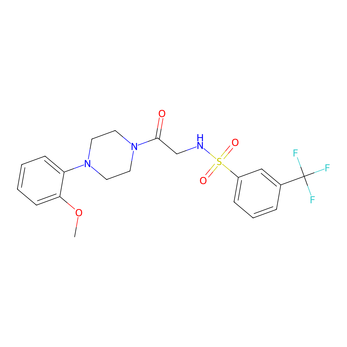 N-(2-(4-(2-methoxyphenyl)piperazin-1-yl)-2-oxoethyl)-3-(trifluoromethyl)benzenesulfonamide molecular structure, CAS 690644-26-9