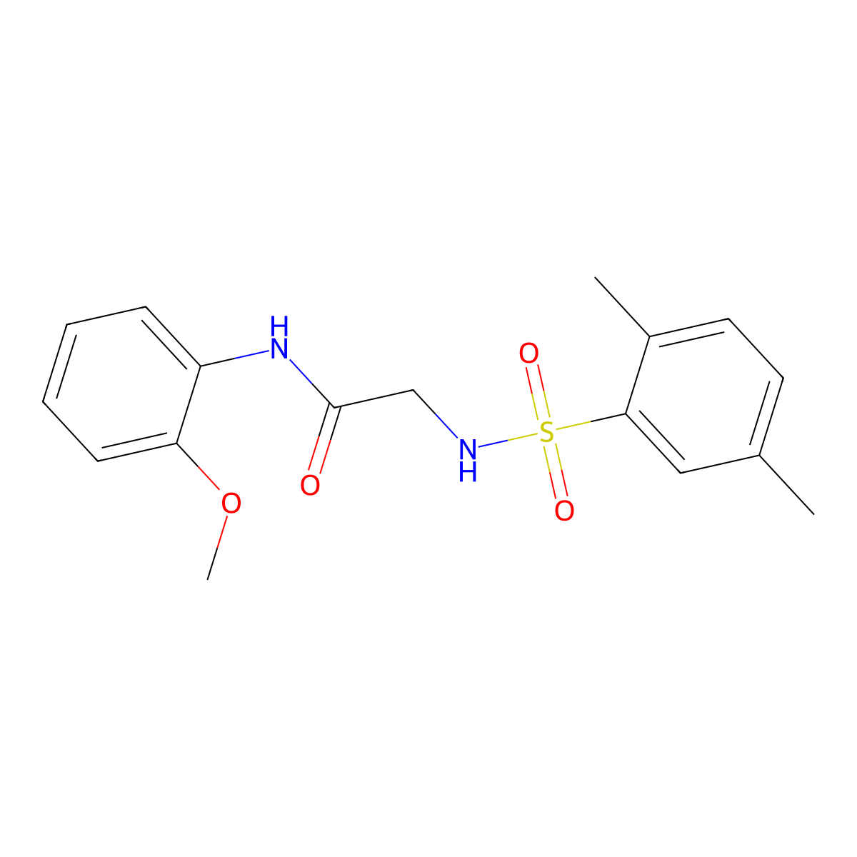 2-(2,5-dimethylbenzenesulfonamido)-N-(2-methoxyphenyl)acetamide molecular structure, CAS 690644-32-7