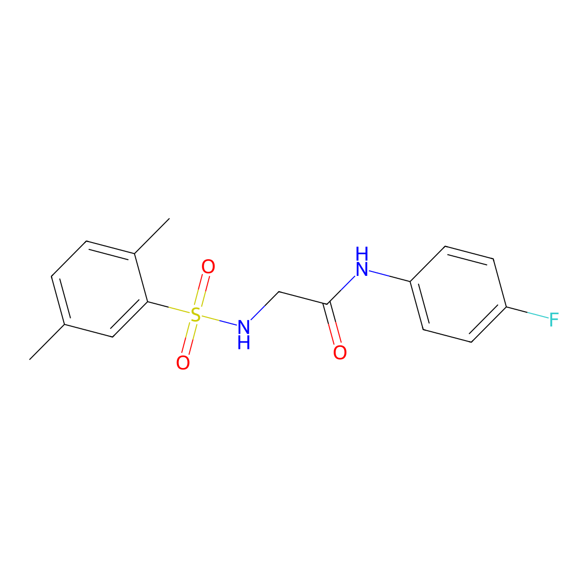 2-(2,5-dimethylbenzenesulfonamido)-N-(4-fluorophenyl)acetamide molecular structure, CAS 690644-34-9