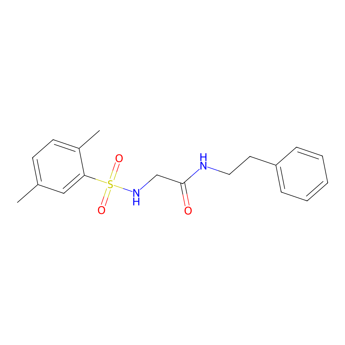 2-(2,5-dimethylbenzenesulfonamido)-N-(2-phenylethyl)acetamide molecular structure, CAS 690644-36-1
