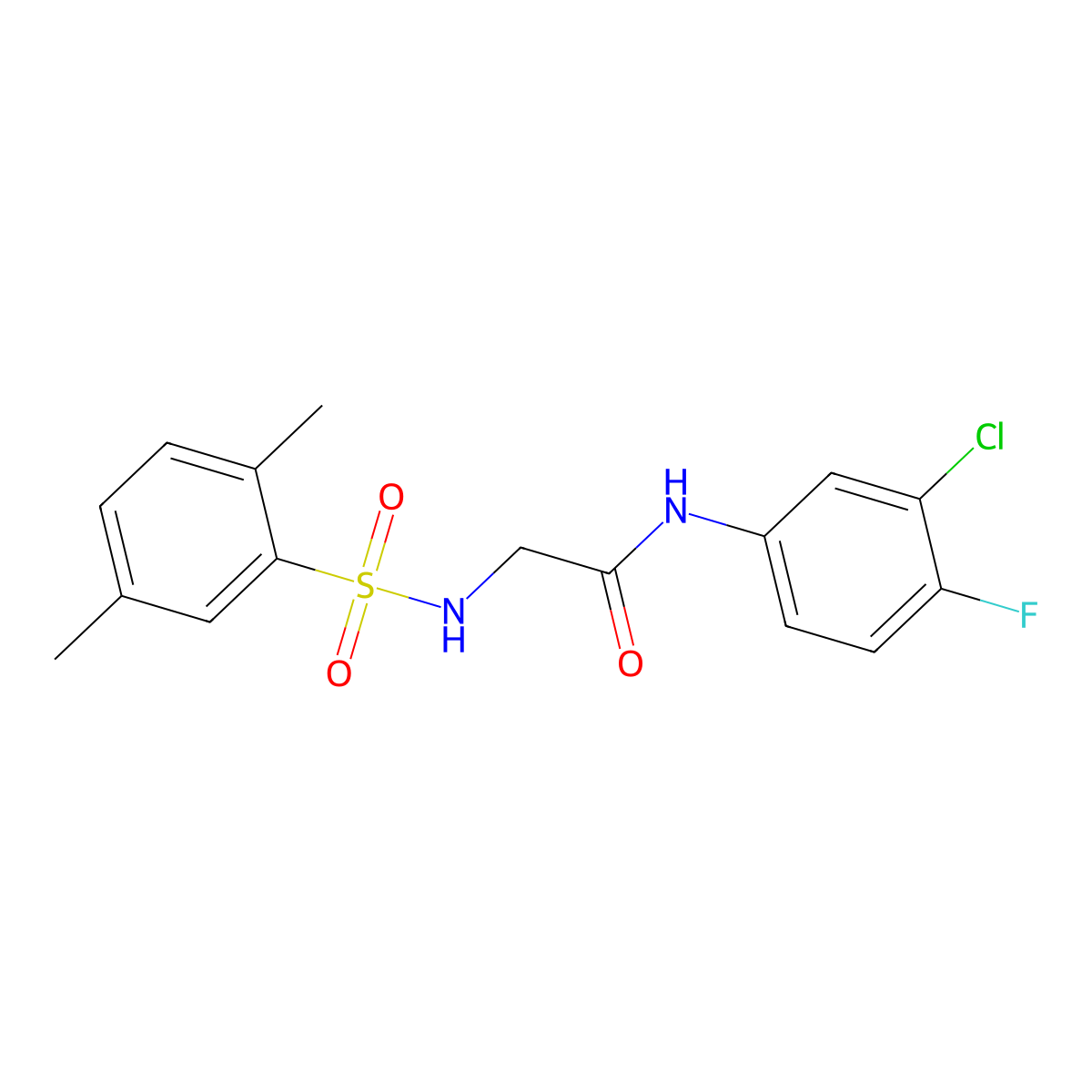 N-(3-chloro-4-fluorophenyl)-2-[(2,5-dimethylphenyl)sulfonylamino]acetamide molecular structure, CAS 690644-40-7