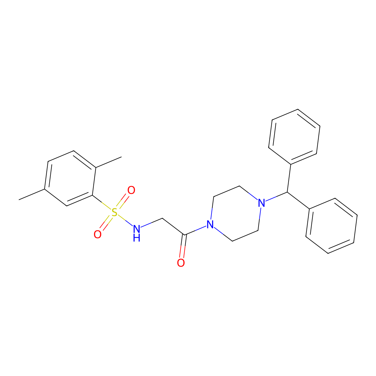 N-(2-(4-benzhydrylpiperazin-1-yl)-2-oxoethyl)-2,5-dimethylbenzenesulfonamide molecular structure, CAS 690644-42-9