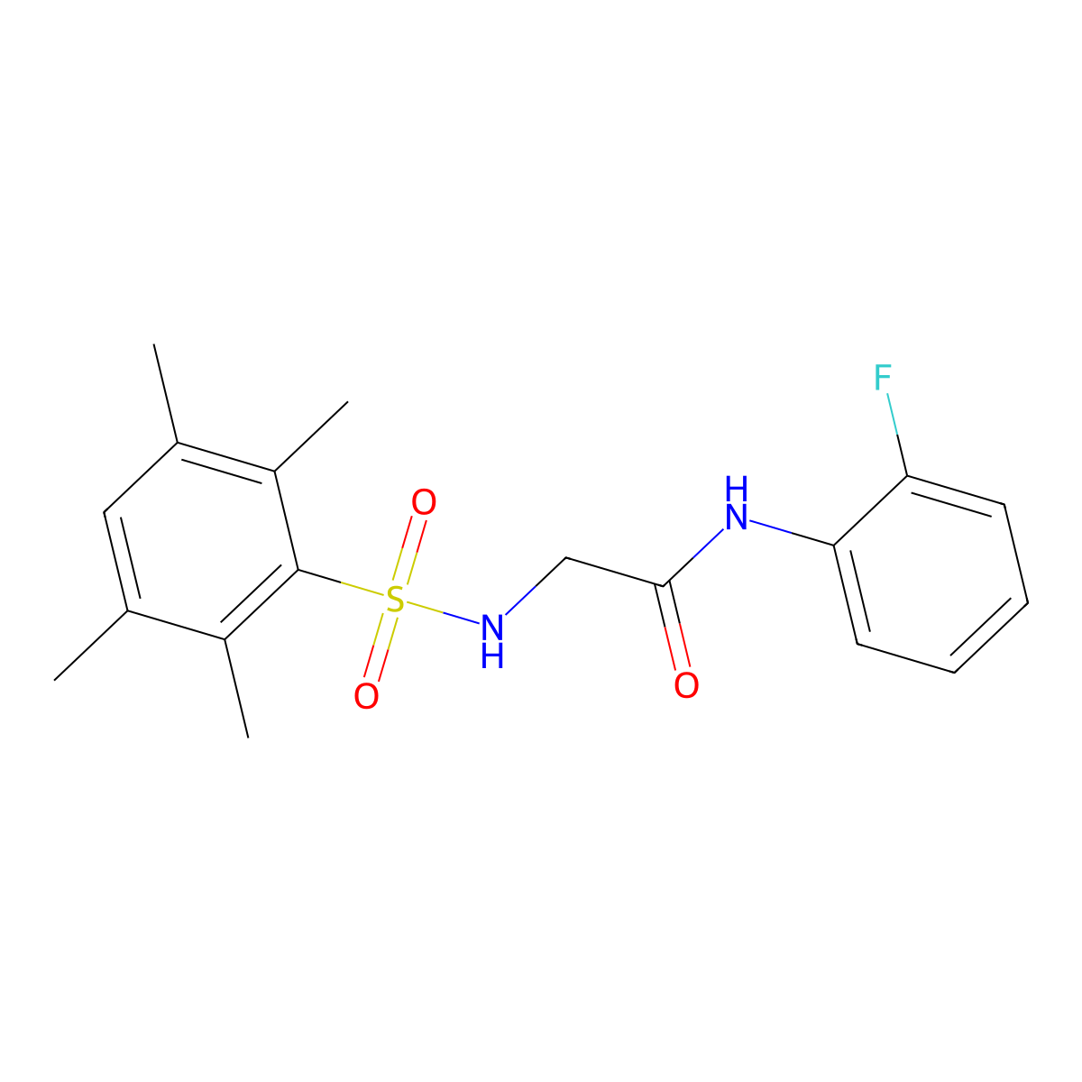 N-(2-fluorophenyl)-2-{[(2,3,5,6-tetramethylphenyl)sulfonyl]amino}acetamide molecular structure, CAS 690644-44-1