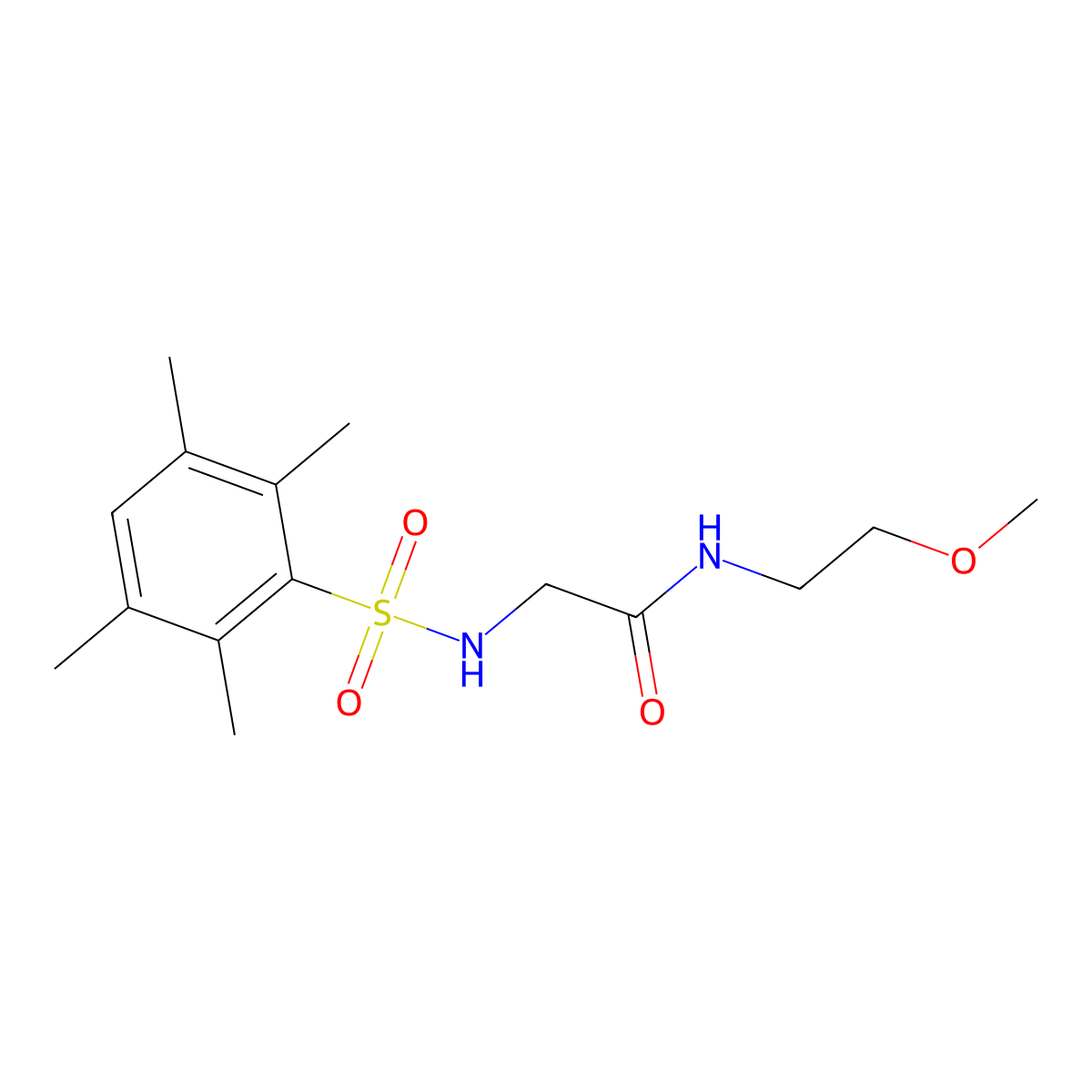 N-(2-methoxyethyl)-2-(2,3,5,6-tetramethylbenzenesulfonamido)acetamide molecular structure, CAS 690644-48-5
