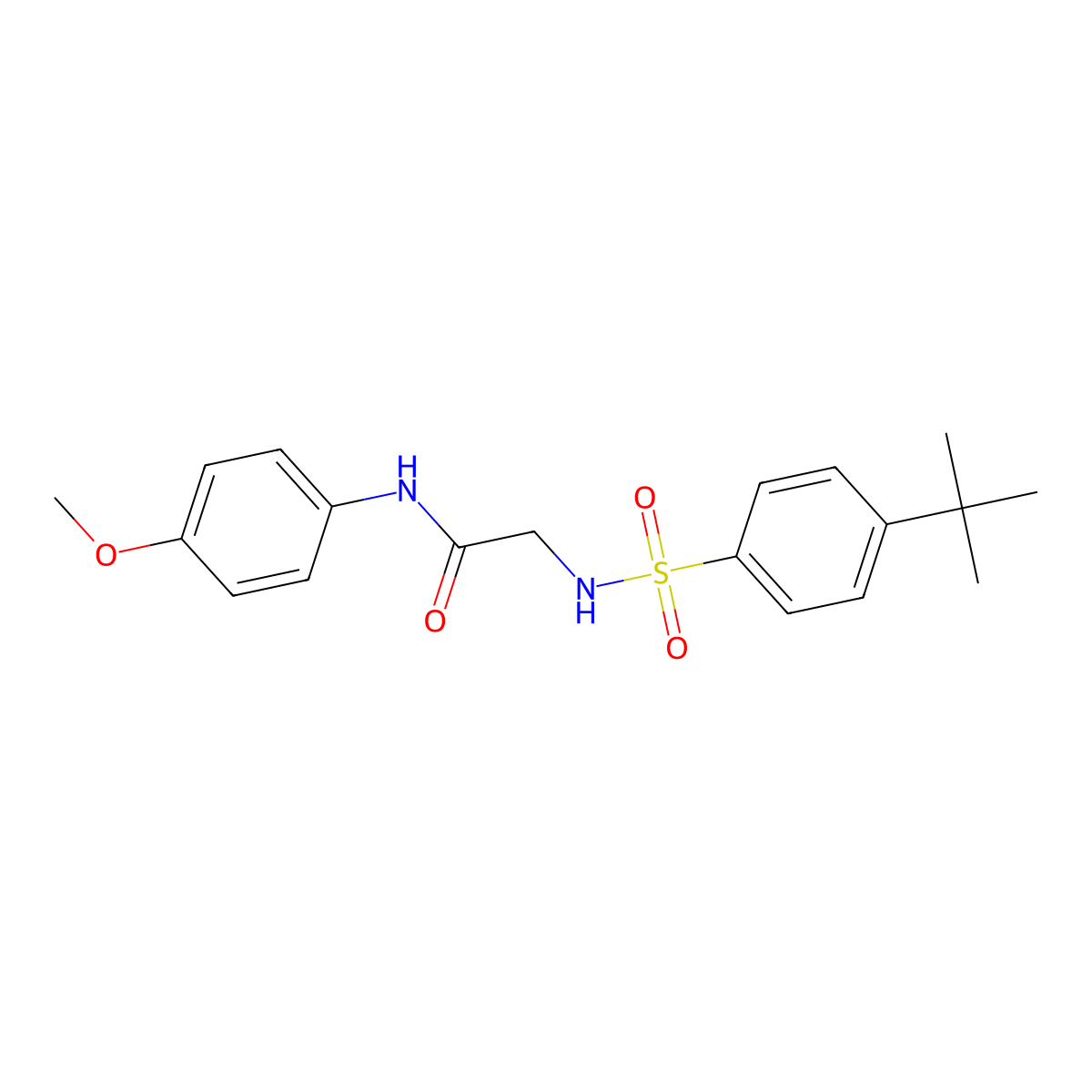 2-[(4-tert-butylphenyl)sulfonylamino]-N-(4-methoxyphenyl)acetamide molecular structure, CAS 690644-52-1