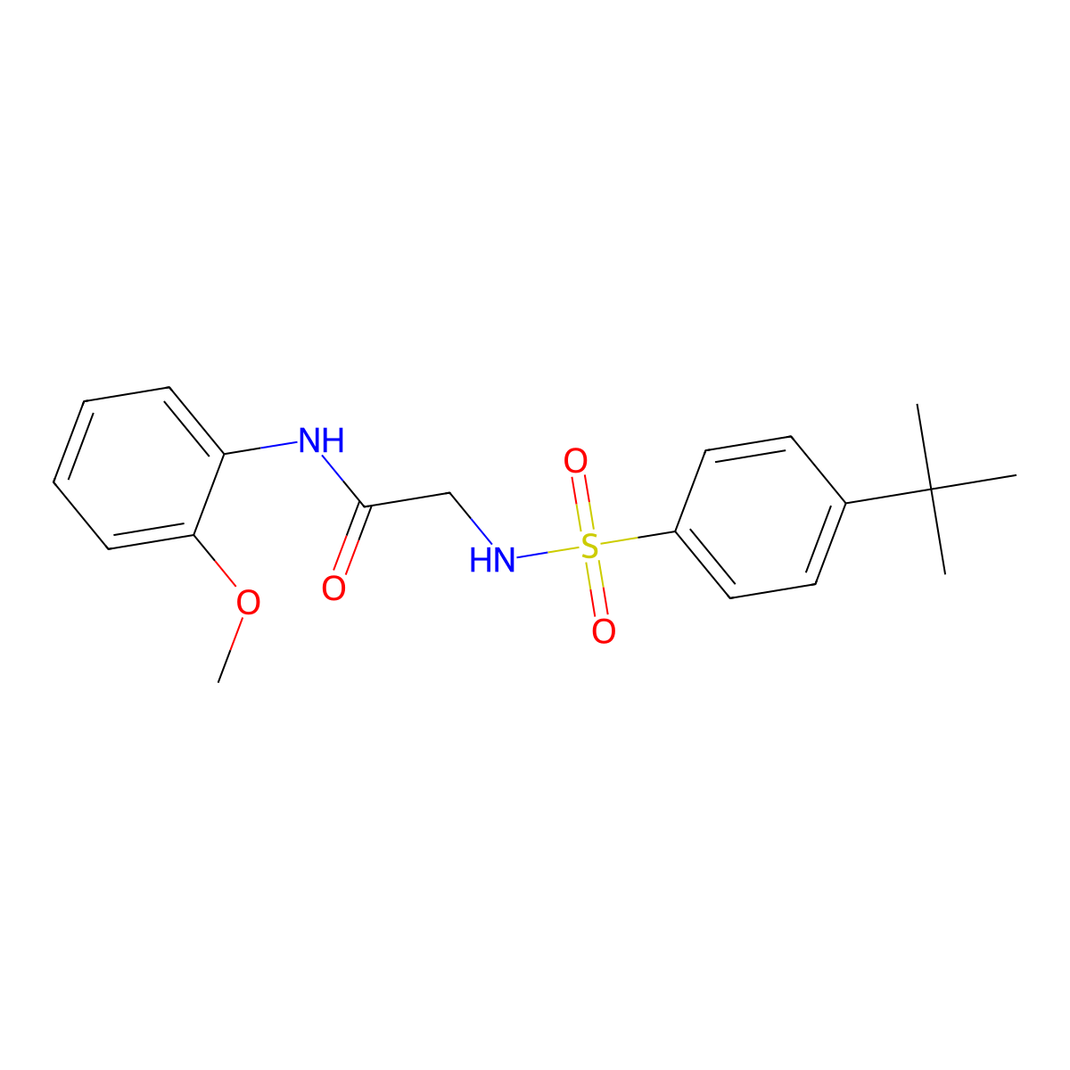 2-(4-tert-butylbenzenesulfonamido)-N-(2-methoxyphenyl)acetamide molecular structure, CAS 690644-54-3