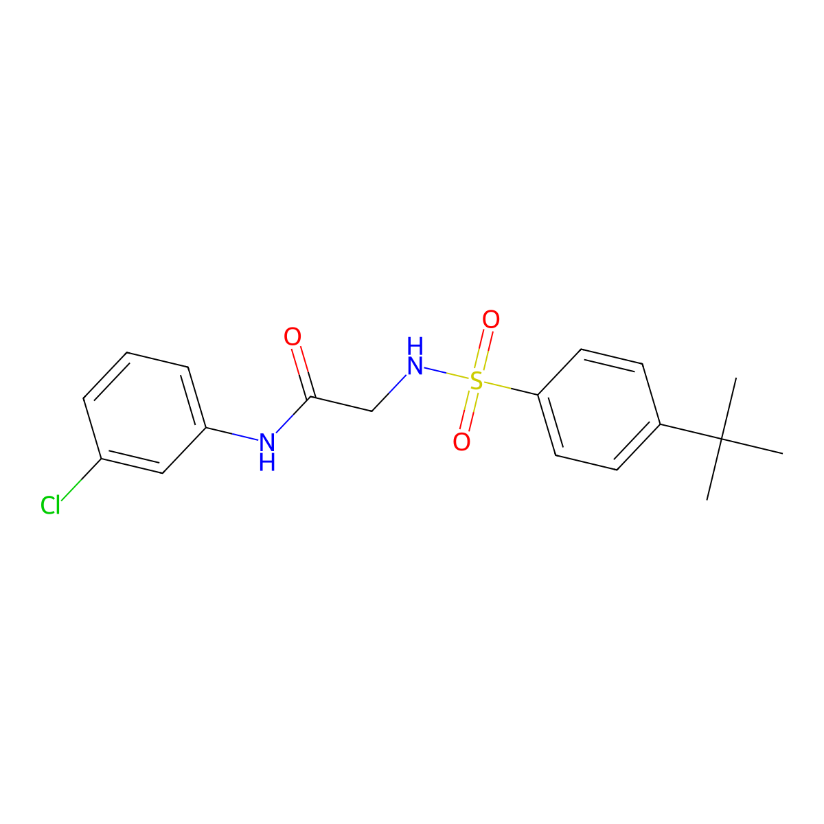2-[(4-tert-butylphenyl)sulfonylamino]-N-(3-chlorophenyl)acetamide molecular structure, CAS 690644-58-7