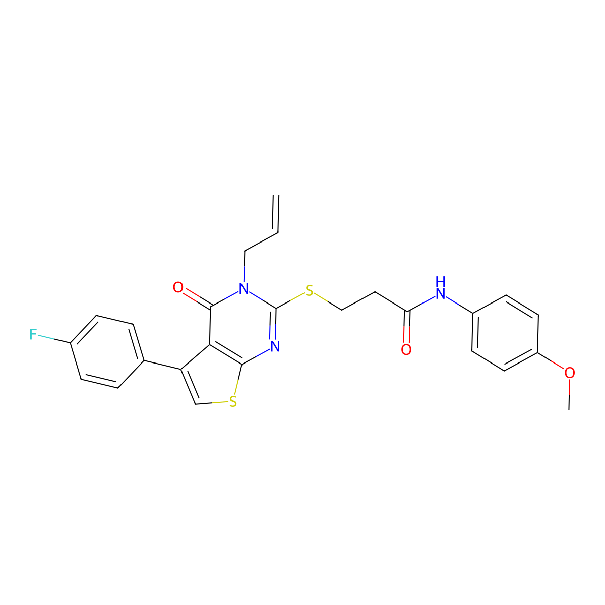 3-[5-(4-fluorophenyl)-4-oxo-3-prop-2-enylthieno[2,3-d]pyrimidin-2-yl]sulfanyl-N-(4-methoxyphenyl)propanamide molecular structure, CAS 690644-69-0