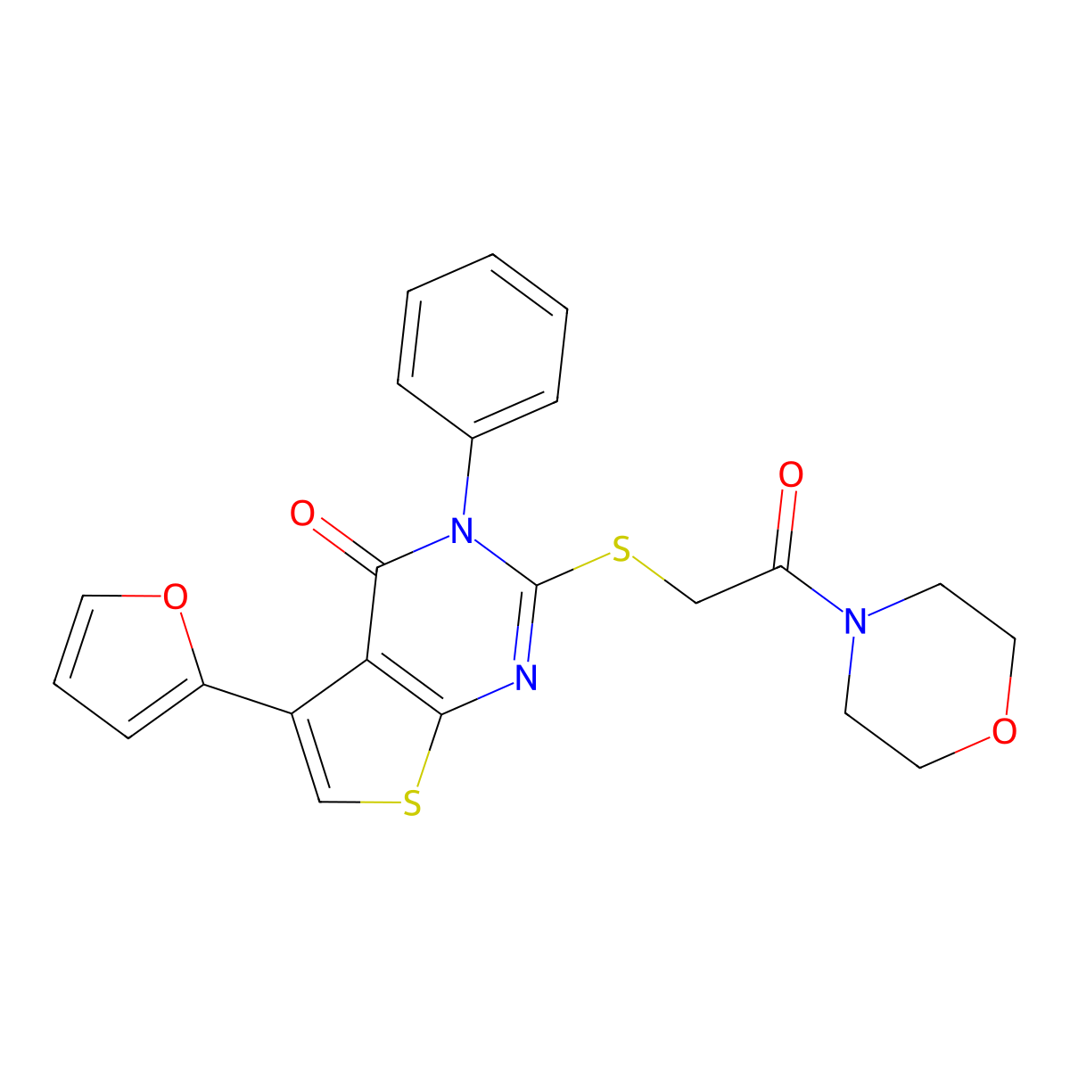 5-(2-furyl)-2-{[2-(4-morpholinyl)-2-oxoethyl]thio}-3-phenylthieno[2,3-d]pyrimidin-4(3H)-one molecular structure, CAS 690644-87-2