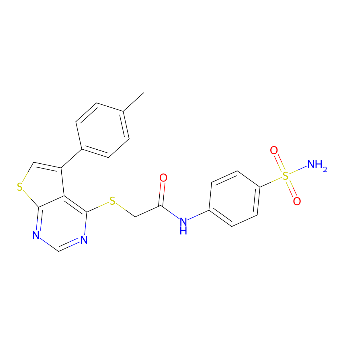 2-{[5-(4-methylphenyl)thieno[2,3-d]pyrimidin-4-yl]sulfanyl}-N-(4-sulfamoylphenyl)acetamide molecular structure, CAS 690644-96-3