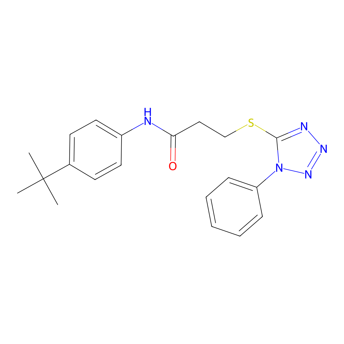 N-(4-tert-butylphenyl)-3-(1-phenyltetrazol-5-yl)sulfanylpropanamide molecular structure, CAS 690645-02-4