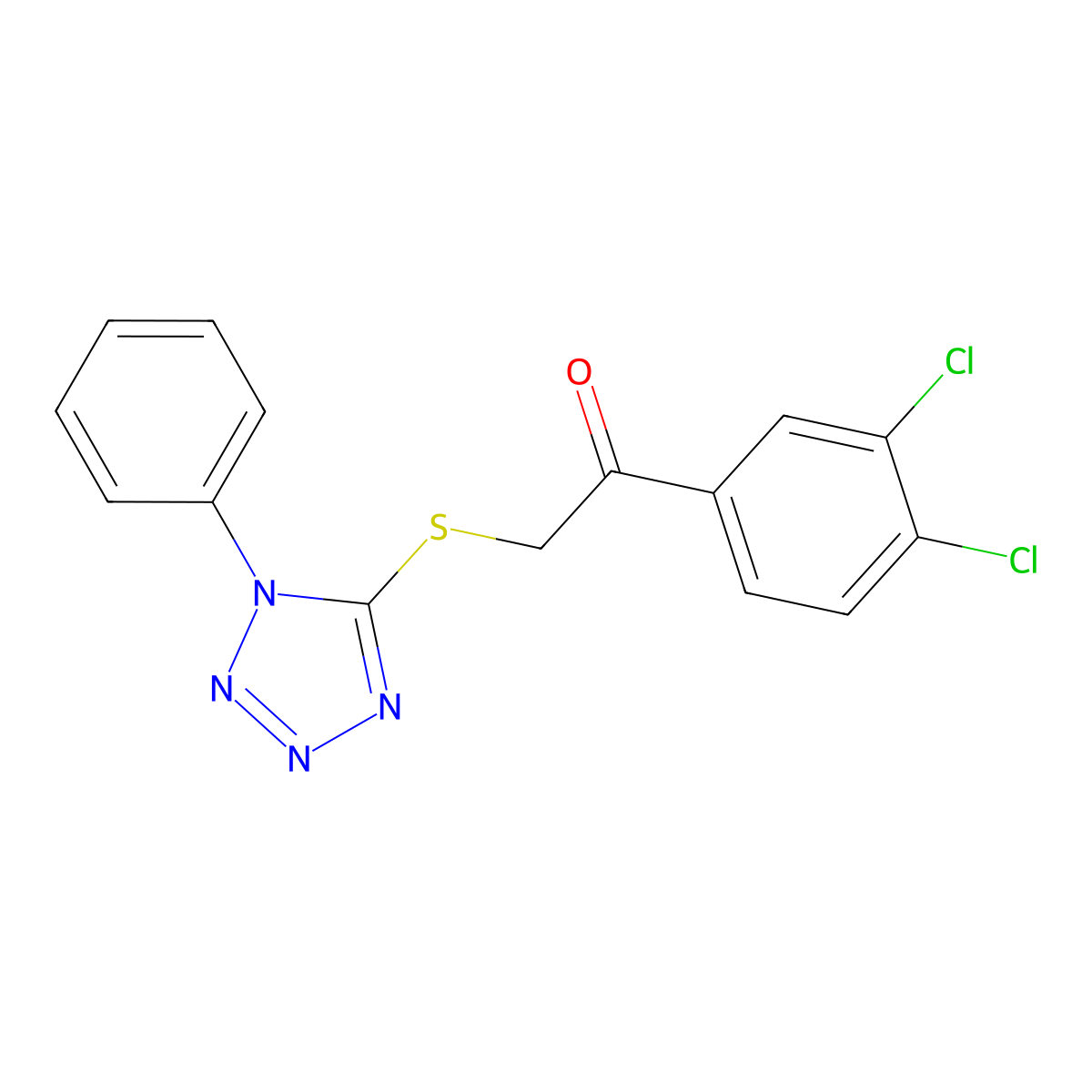 1-(3,4-Dichlorophenyl)-2-(1-phenyltetrazol-5-yl)sulfanylethanone molecular structure, CAS 690645-08-0