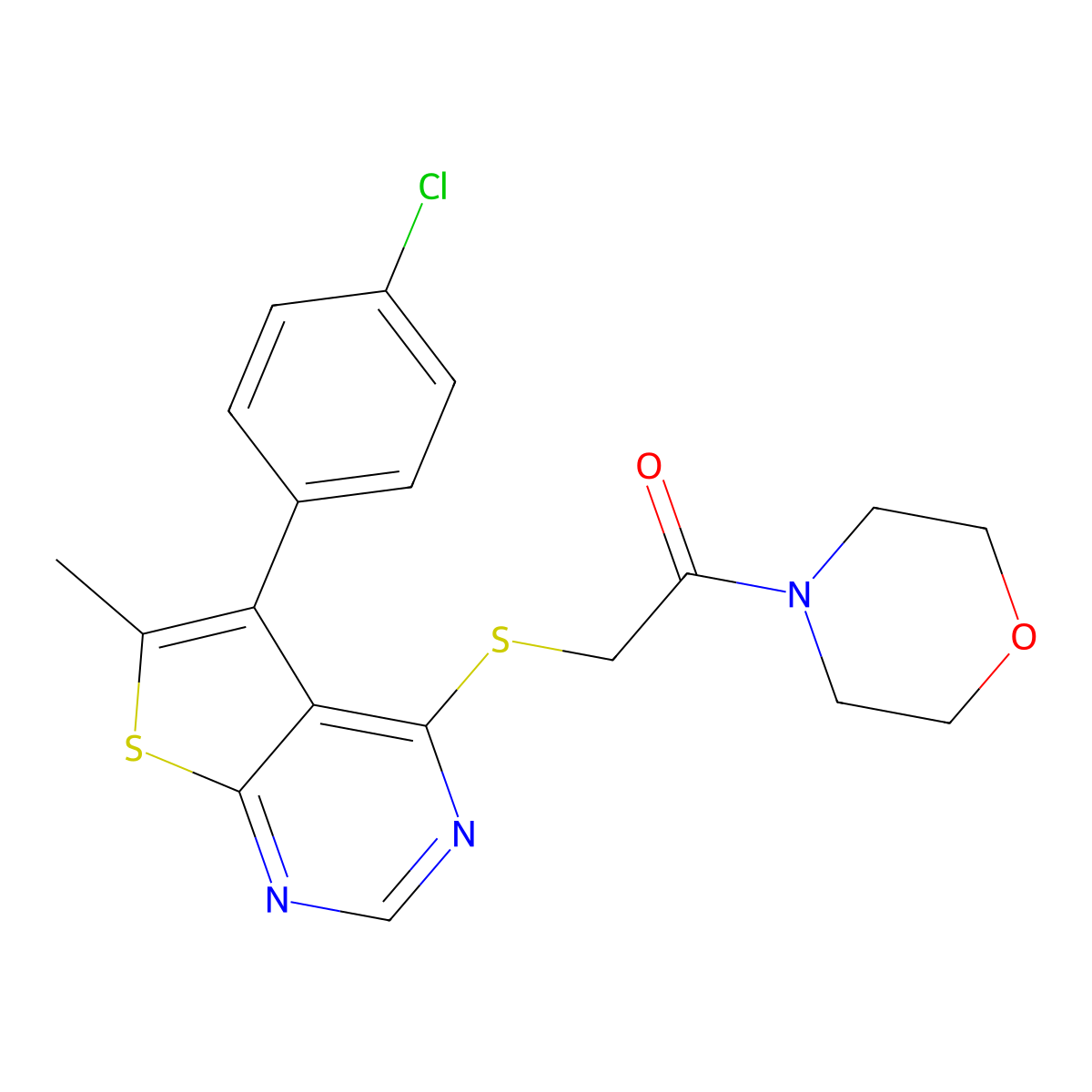 2-{[5-(4-Chlorophenyl)-6-methylthieno[2,3-d]pyrimidin-4-yl]sulfanyl}-1-(morpholin-4-yl)ethan-1-one molecular structure, CAS 690645-16-0