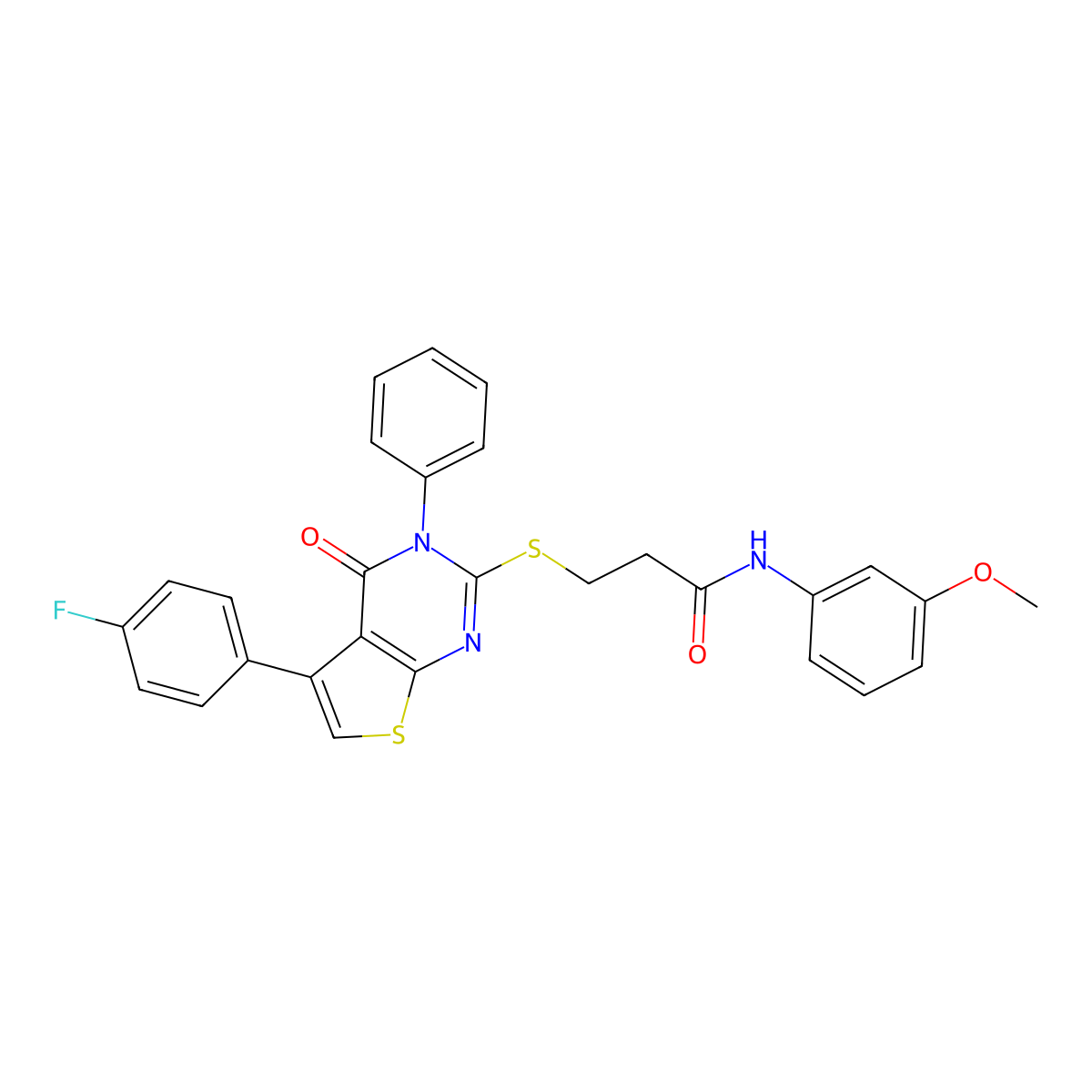 3-[5-(4-fluorophenyl)-4-oxo-3-phenylthieno[2,3-d]pyrimidin-2-yl]sulfanyl-N-(3-methoxyphenyl)propanamide molecular structure, CAS 690645-17-1