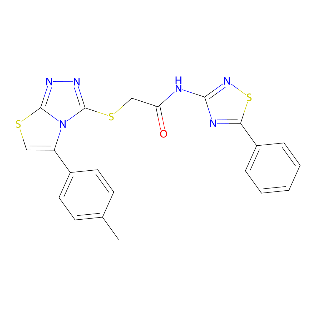 2-{[5-(4-methylphenyl)[1,3]thiazolo[2,3-c][1,2,4]triazol-3-yl]thio}-N-(5-phenyl-1,2,4-thiadiazol-3-yl)acetamide molecular structure, CAS 690645-18-2