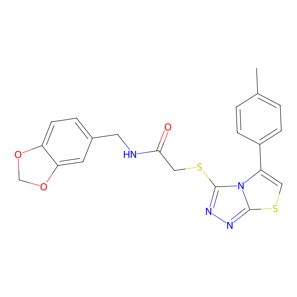 N-(1,3-benzodioxol-5-ylmethyl)-2-{[5-(4-methylphenyl)[1,3]thiazolo[2,3-c][1,2,4]triazol-3-yl]thio}acetamide molecular structure, CAS 690645-22-8
