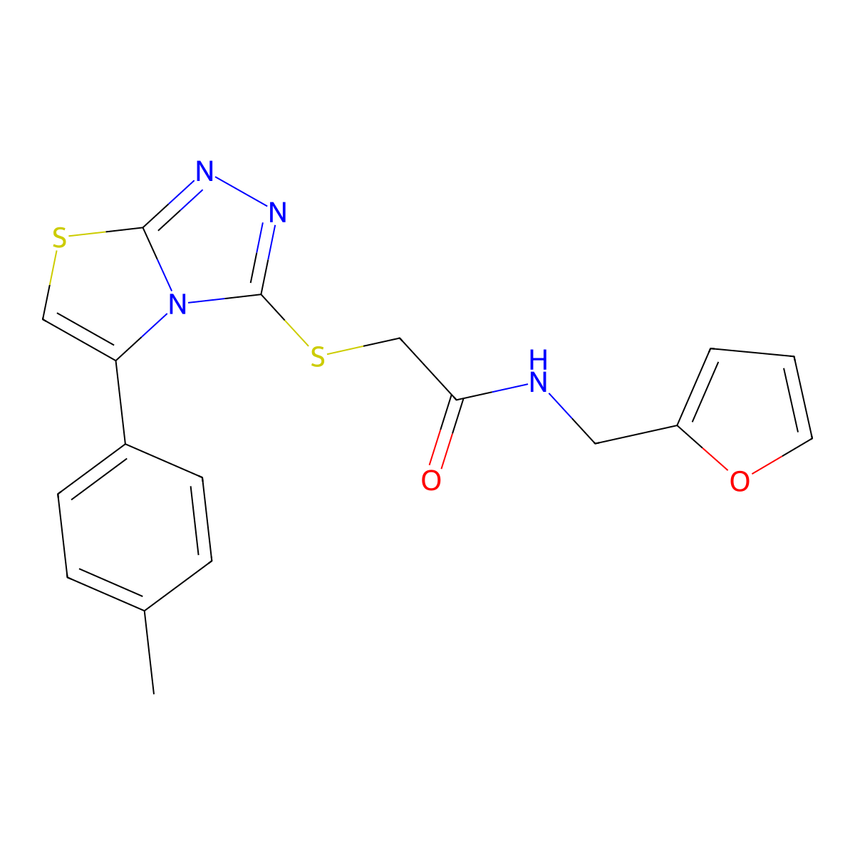 N-(2-furylmethyl)-2-{[5-(4-methylphenyl)[1,3]thiazolo[2,3-c][1,2,4]triazol-3-yl]thio}acetamide molecular structure, CAS 690645-24-0