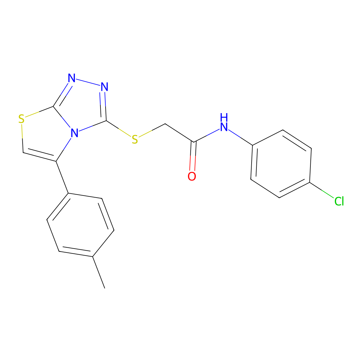 N-(4-chlorophenyl)-2-((5-(p-tolyl)thiazolo[2,3-c][1,2,4]triazol-3-yl)thio)acetamide molecular structure, CAS 690645-26-2