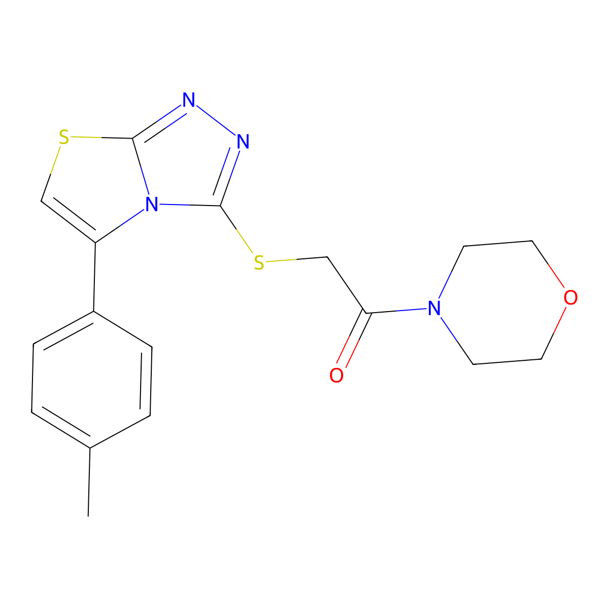 1-Morpholino-2-((5-(p-tolyl)thiazolo[2,3-c][1,2,4]triazol-3-yl)thio)ethanone molecular structure, CAS 690645-28-4
