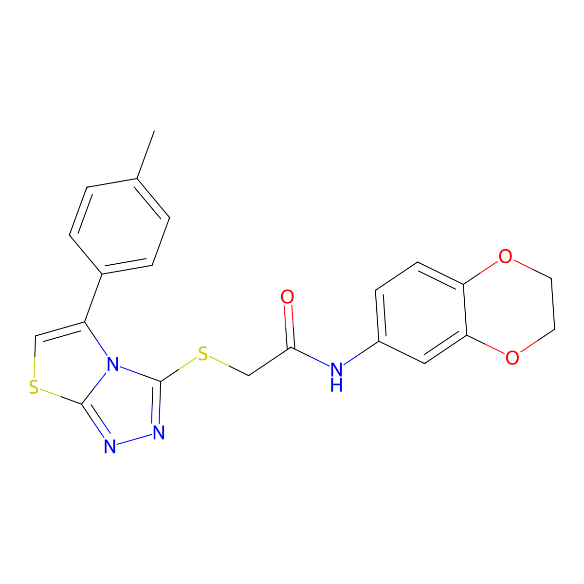 N-(2,3-dihydrobenzo[b][1,4]dioxin-6-yl)-2-((5-(p-tolyl)thiazolo[2,3-c][1,2,4]triazol-3-yl)thio)acetamide molecular structure, CAS 690645-30-8