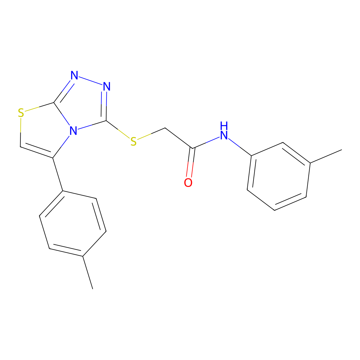 N-(3-methylphenyl)-2-{[5-(4-methylphenyl)-[1,2,4]triazolo[3,4-b][1,3]thiazol-3-yl]sulfanyl}acetamide molecular structure, CAS 690645-32-0