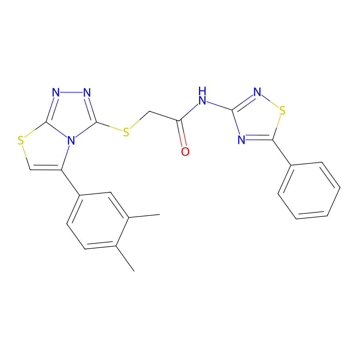 2-[[5-(3,4-dimethylphenyl)-[1,3]thiazolo[2,3-c][1,2,4]triazol-3-yl]sulfanyl]-N-(5-phenyl-1,2,4-thiadiazol-3-yl)acetamide molecular structure, CAS 690645-44-4