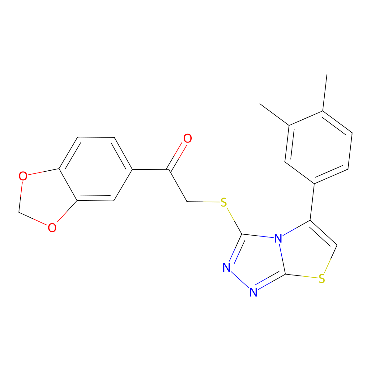 1-(2H-1,3-benzodioxol-5-yl)-2-{[5-(3,4-dimethylphenyl)-[1,2,4]triazolo[3,4-b][1,3]thiazol-3-yl]sulfanyl}ethan-1-one molecular structure, CAS 690645-48-8
