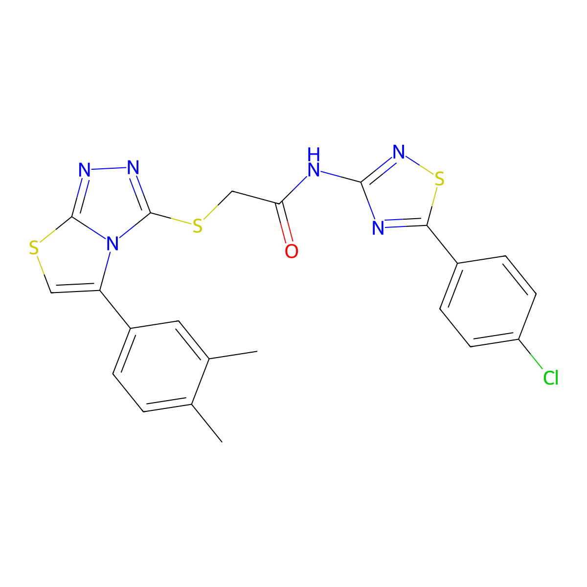 N-(5-(4-chlorophenyl)-1,2,4-thiadiazol-3-yl)-2-((5-(3,4-dimethylphenyl)thiazolo[2,3-c][1,2,4]triazol-3-yl)thio)acetamide molecular structure, CAS 690645-49-9