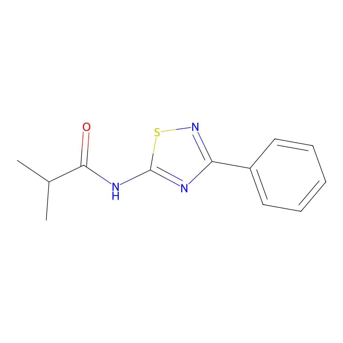 2-methyl-N-(3-phenyl-1,2,4-thiadiazol-5-yl)propanamide molecular structure, CAS 690645-67-1