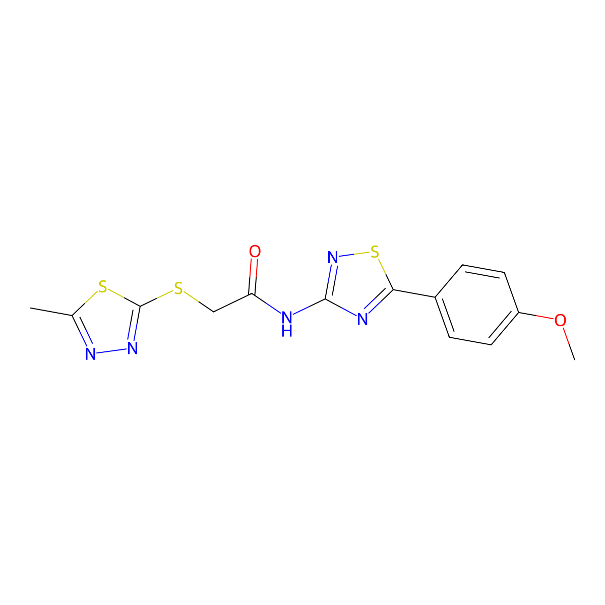 N-[5-(4-methoxyphenyl)-1,2,4-thiadiazol-3-yl]-2-[(5-methyl-1,3,4-thiadiazol-2-yl)sulfanyl]acetamide molecular structure, CAS 690645-81-9