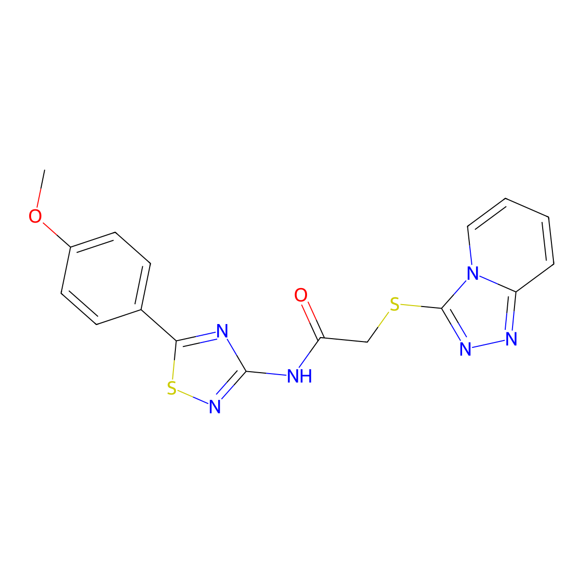 N-[5-(4-methoxyphenyl)-1,2,4-thiadiazol-3-yl]-2-([1,2,4]triazolo[4,3-a]pyridin-3-ylsulfanyl)acetamide molecular structure, CAS 690645-85-3