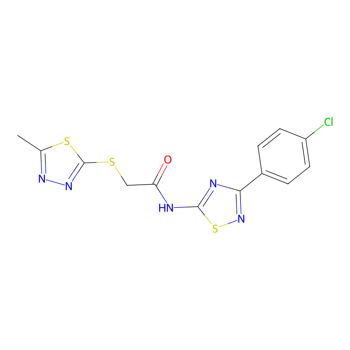 N-[3-(4-chlorophenyl)-1,2,4-thiadiazol-5-yl]-2-[(5-methyl-1,3,4-thiadiazol-2-yl)sulfanyl]acetamide molecular structure, CAS 690645-87-5