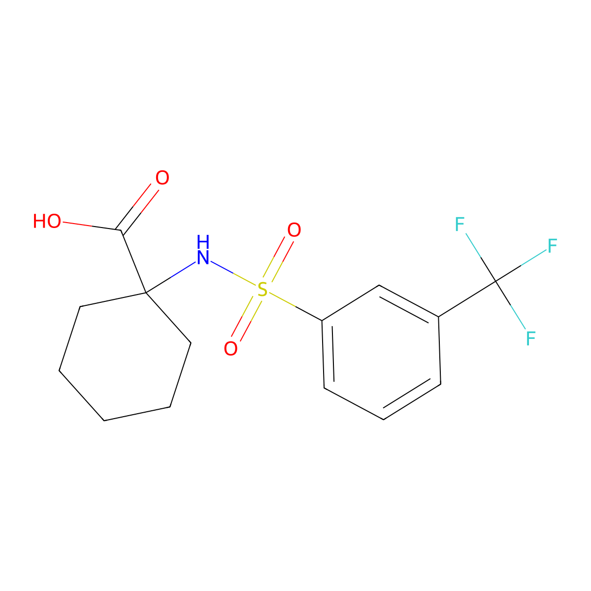 1-((3-(Trifluoromethyl)phenyl)sulfonamido)cyclohexane-1-carboxylic acid molecular structure, CAS 690645-95-5