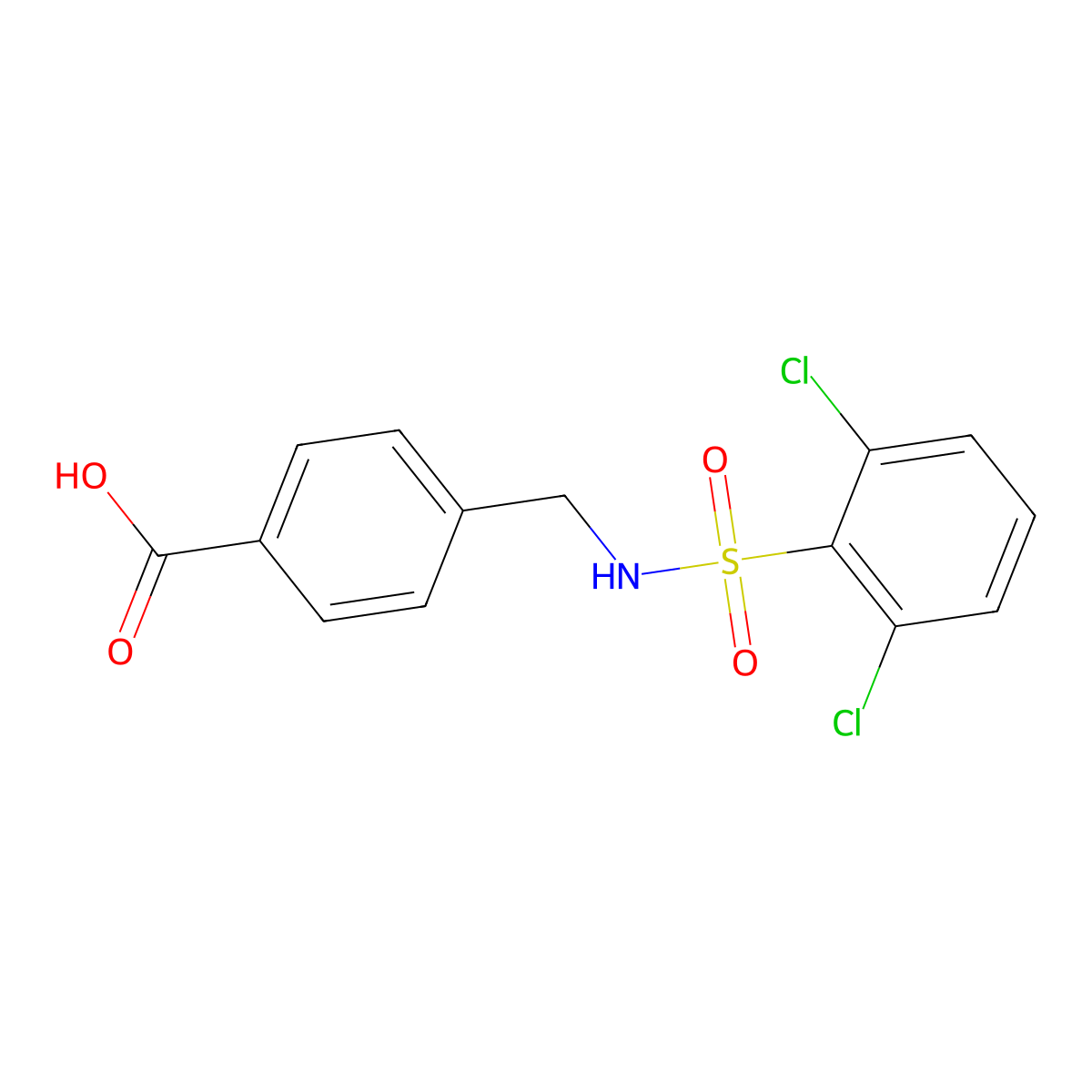 4-(((2,6-Dichlorophenyl)sulfonamido)methyl)benzoic acid molecular structure, CAS 690645-97-7