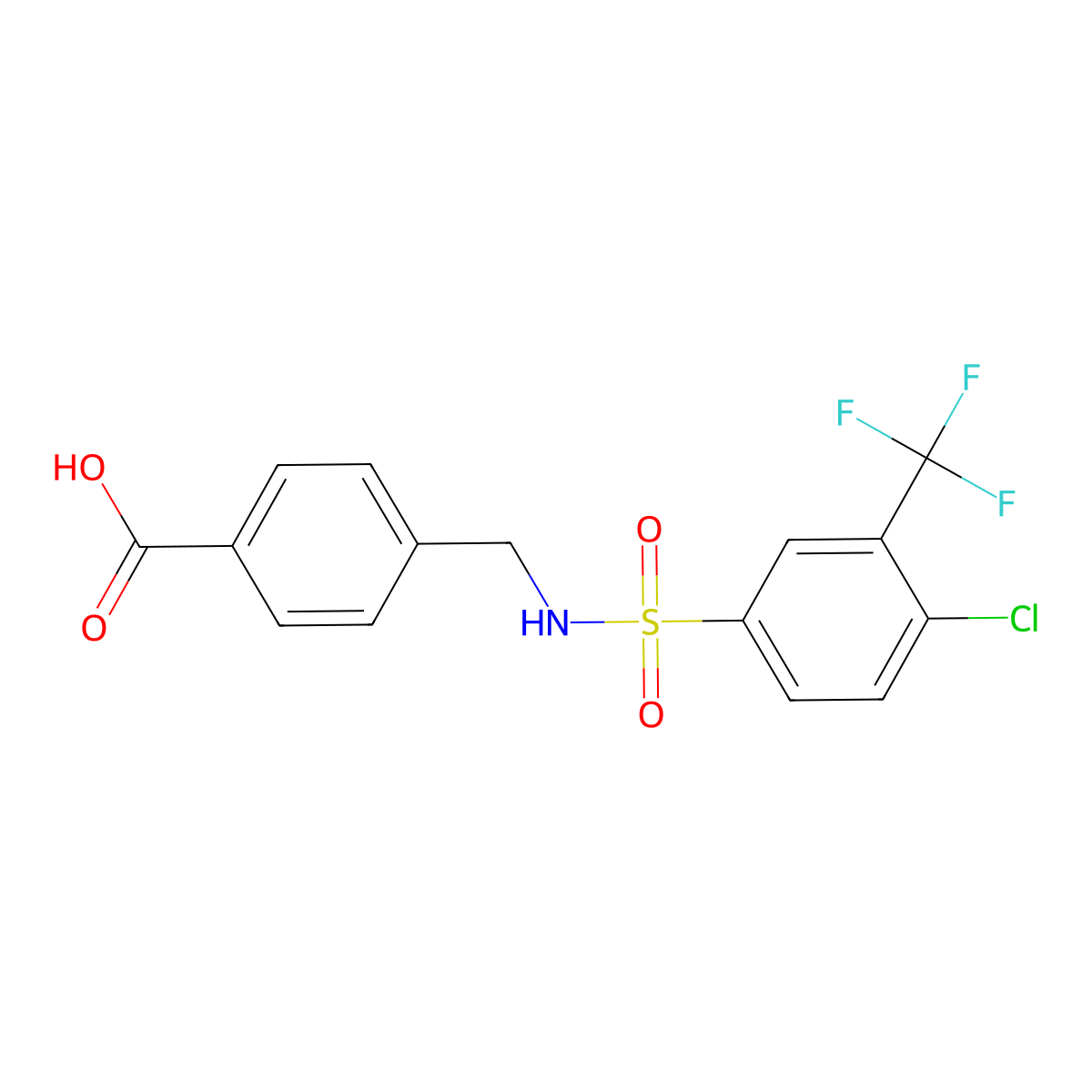 4-(((4-Chloro-3-(trifluoromethyl)phenyl)sulfonamido)methyl)benzoic acid molecular structure, CAS 690646-04-9