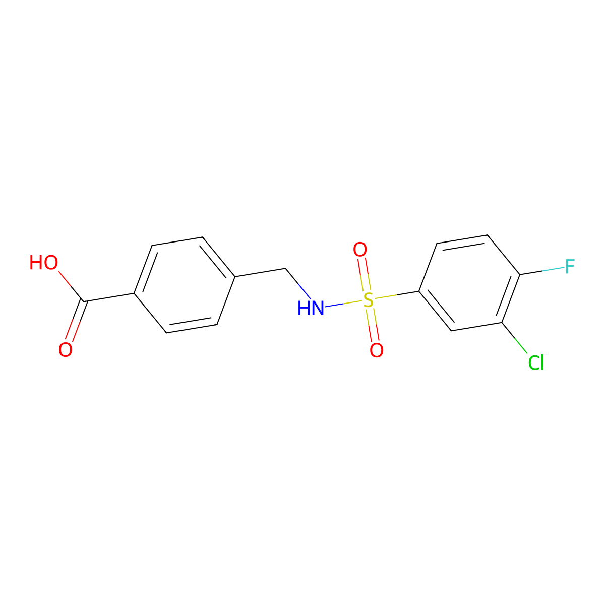 4-({[(3-Chloro-4-fluorophenyl)sulfonyl]amino}methyl)benzoic acid molecular structure, CAS 690646-06-1