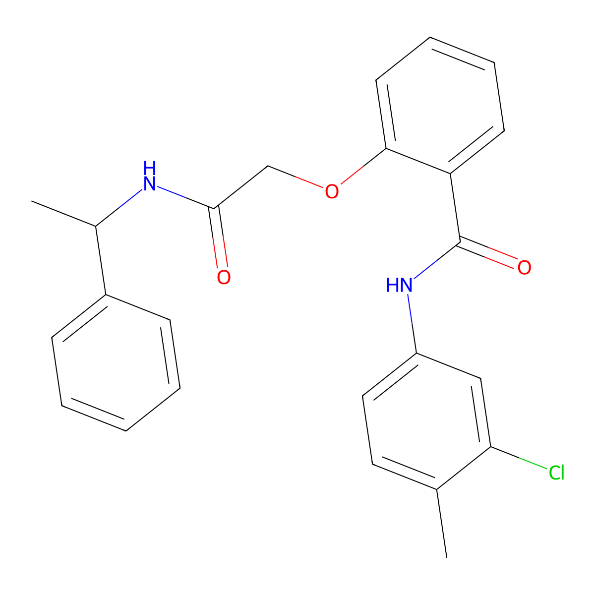 N-(3-Chloro-4-methylphenyl)-2-[2-oxo-2-[(1-phenylethyl)amino]ethoxy]benzamide molecular structure, CAS 690646-09-4