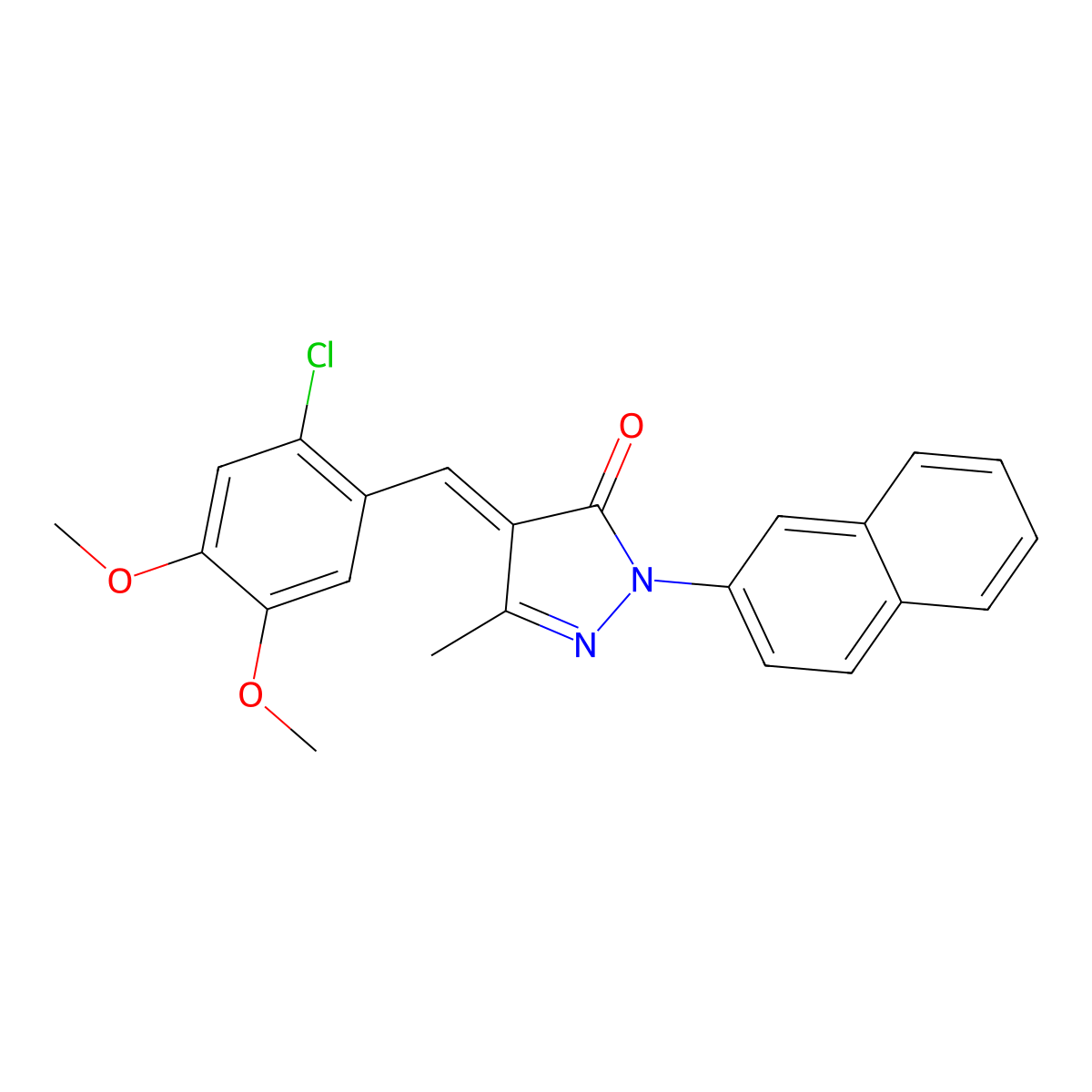 4-[(2-Chloro-4,5-dimethoxyphenyl)methylene]-2,4-dihydro-5-methyl-2-(2-naphthalenyl)-3H-pyrazol-3-one molecular structure, CAS 690646-11-8
