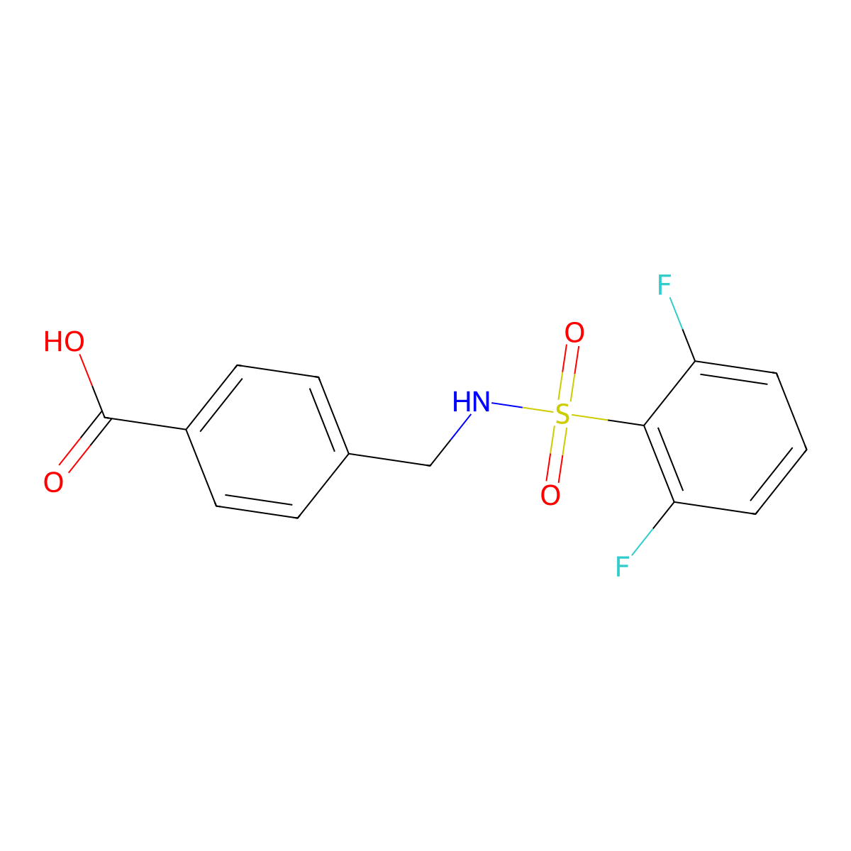 4-[[(2,6-Difluorophenyl)sulfonylamino]methyl]benzoic acid molecular structure, CAS 690646-12-9