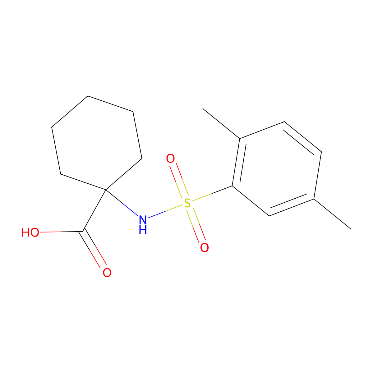 Cyclohexanecarboxylic acid, 1-[[(2,5-dimethylphenyl)sulfonyl]amino]- molecular structure, CAS 690646-16-3