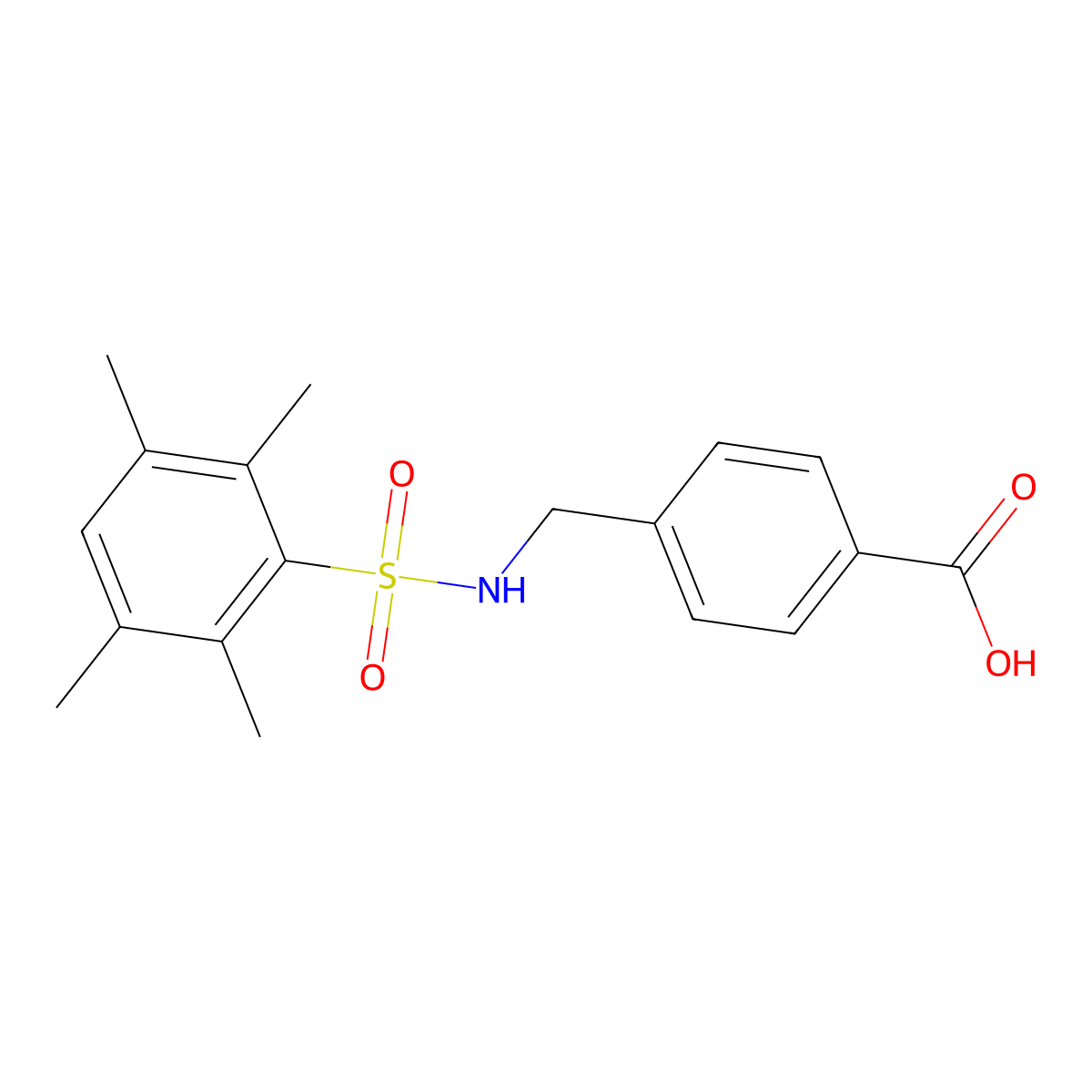 4-({[(2,3,5,6-Tetramethylphenyl)sulfonyl]amino}methyl)benzoic acid molecular structure, CAS 690646-18-5
