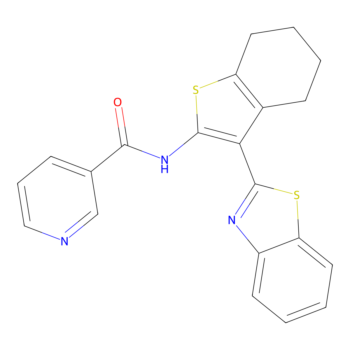 N-[3-(1,3-benzothiazol-2-yl)-4,5,6,7-tetrahydro-1-benzothiophen-2-yl]pyridine-3-carboxamide molecular structure, CAS 690646-20-9