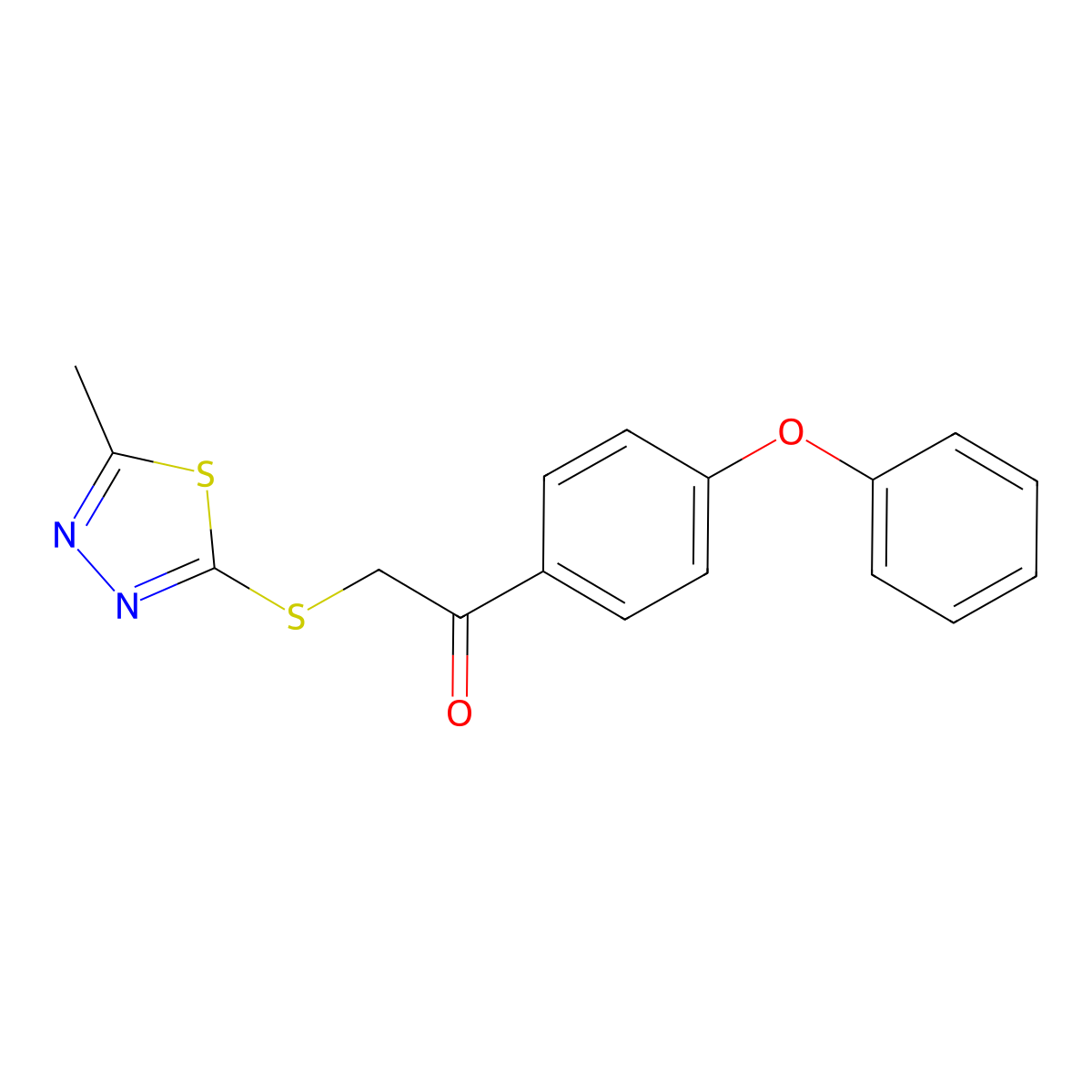 2-((5-Methyl-1,3,4-thiadiazol-2-yl)thio)-1-(4-phenoxyphenyl)ethanone molecular structure, CAS 690646-24-3